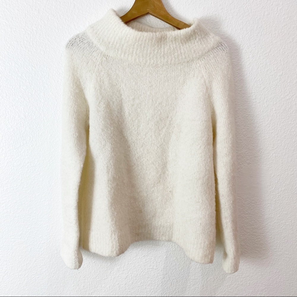Anthropologie Moth- Cream Wool Blend Mock Neck Pullover- Size M